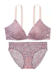 Женский комплект белья с принтом Victoria's Secret лиф Push Up и трусики бикини 1159834032 (Леопардовый 34B/S)