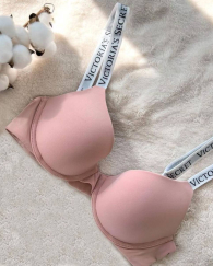 Жіночий комплект білизни Victoria's Secret ліф та трусики танга 1159834360 (Білий/Рожевий 34C/M)