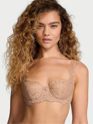 Мереживний комплект білизни Victoria's Secret бюстгальтер і трусики Чики 1159834395 (Бежевий 44D/XXL)