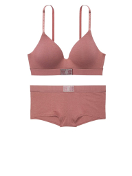 Жіночий комплект білизни Victoria's Secret ліф та трусики шортики 1159834433 (Рожевий 34A/S)