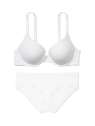 Жіночий комплект білизни Victoria's Secret ліф та трусики хіпхагери 1159834446 (Білий 38DDD/XL)