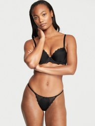Женский комплект белья Victoria's Secret лиф и трусики стринги 1159835066 (Черный 34A/S)