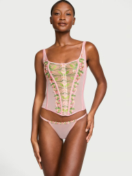 Шикарный комплект белья Victoria's Secret корсет и трусики стринги 1159835923 (Розовый S)