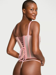 Шикарный комплект белья Victoria's Secret корсет и трусики стринги 1159835923 (Розовый S)