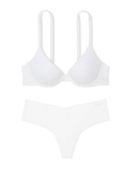 Базовый комплект белья Victoria's Secret PINK бюст Push Up и трусики тонг 1159835504 (Белый 32C/S)