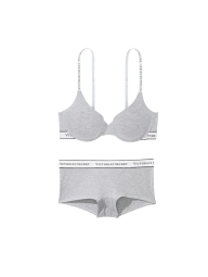 Женский комплект белья Victoria's Secret лиф и трусики шортики 1159835506 (Серый 36C/L)