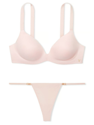 Женский комплект белья Victoria's Secret бюст с технологией Infinity Flex и трусики тонг 1159836784 (Розовый 38D/XL)