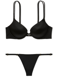 Эффектный комплект Victoria's Secret бюст Push-Up и трусики стринги 1159836794 (Черный 38DD/XL)