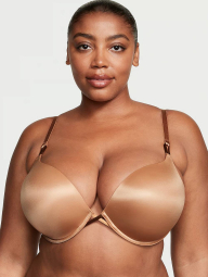Гладкий комплект белья Victoria's Secret бюст Push-Up и трусики тонг 1159836901 (Коричневый 38C/L)