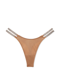 Гладкий комплект белья Victoria's Secret бюст Push-Up и трусики тонг 1159836901 (Коричневый 38C/L)