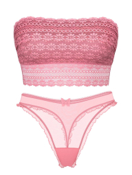 Розкішний комплект Victoria's Secret бралетт бандо та трусики тонг 1159836907 (Рожевий M)