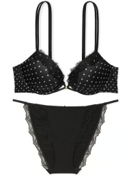 Женский комплект белья Victoria's Secret бюст Push-Up и трусики бикини 1159836944 (Черный 36C/L)