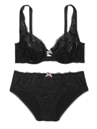 Кружевной комплект белья Victoria's Secret лиф и трусики хипхаггеры 1159837194 (Черный 42G/XXL)