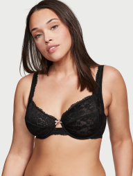 Кружевной комплект белья Victoria's Secret лиф и трусики хипхаггеры 1159837194 (Черный 42G/XXL)