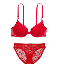 Мереживний комплект білизни Victoria's Secret ліф та бікіні 1159837222 (Червоний 38C/L)