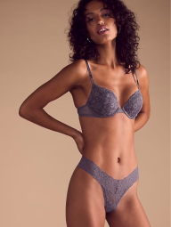 Кружевной комплект белья Victoria's Secret лиф и трусики тонг 1159837310 (Фиолетовый 38B/L)