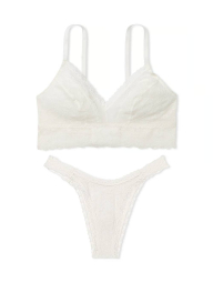 Шикарный комплект белья Victoria's Secret бралетт и трусики бразильяны 1159837586 (Молочный M)