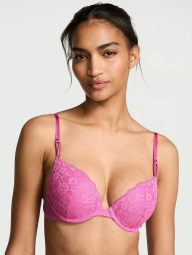 Женский комплект белья Victoria's Secret лиф Push-Up и трусики тонг 1159837685 (Розовый 34A/S)