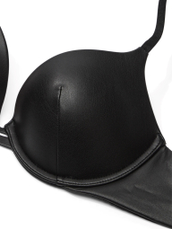 Комплект белья из экокожи Victoria's Secret бюст и трусики стринги 1159837705 (Черный 34A/S)