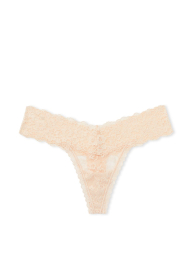 Кружевной комплект белья Victoria's Secret лиф и трусики тонг 1159837738 (Бежевый 36D/L)