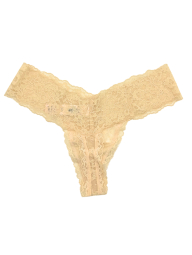 Кружевной комплект белья Victoria's Secret лиф и трусики тонг 1159837738 (Бежевый 36D/L)