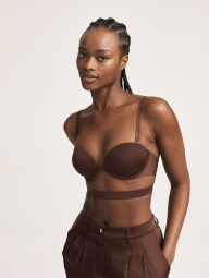 Комплект белья Victoria's Secret бюст Push-up и трусики чики 1159834337 (Коричневый 32C/S)