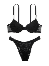 Кружевной комплект Victoria's Secret бюстгальтер и трусики бразилиана 1159837795 (Черный 38C/L)