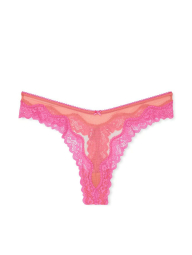Мереживний комплект білизни Victoria's Secret погруддя та трусики тонг 1159842650 (Помаранчевий 38D/XL)