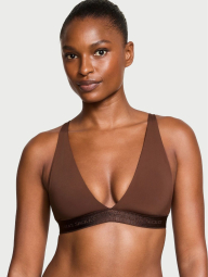 Гладкий комплект белья Victoria's Secret бралетт и трусики бикини 1159837877 (Коричневый M)