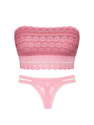 Комплект белья Victoria's Secret бралетт бандо и трусики тонг 1159838083 (Розовый XL)