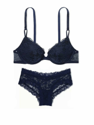Кружевной комплект белья Victoria's Secret лиф и трусики чики 1159838113 (Синий 38B/XL)