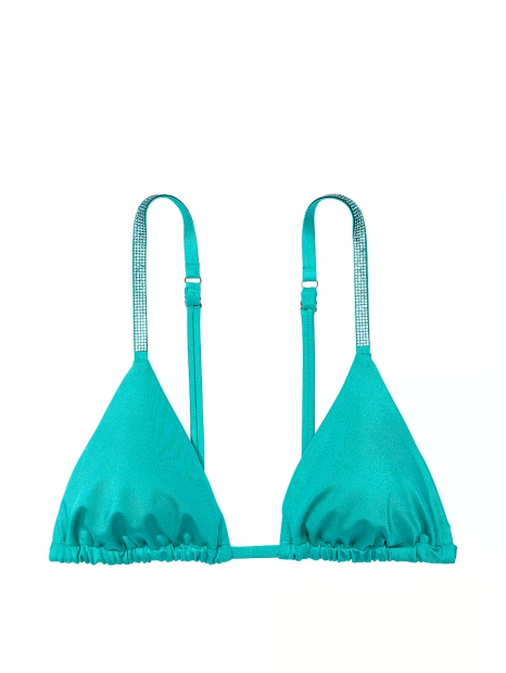 Раздельный купальник со стразами Victoria's Secret топ и плавки бразильяны 1159807989 (Зеленый, M)