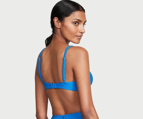 Раздельный купальник Victoria's Secret топ-бюст Push-Up и плавки чики 1159814605 (Синий 40C/XL)