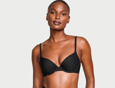 Раздельный купальник Victoria's Secret топ-бюст Push-Up и плавки чики 1159817039 (Черный 36C/L)