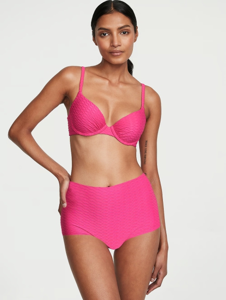 Роздільний купальник Victoria's Secret топ Push-Up та плавки шортики 1159813950 (Рожевий, 32B)