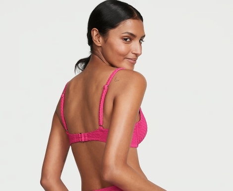 Роздільний купальник Victoria's Secret топ Push-Up та плавки шортики 1159813950 (Рожевий, 32B)