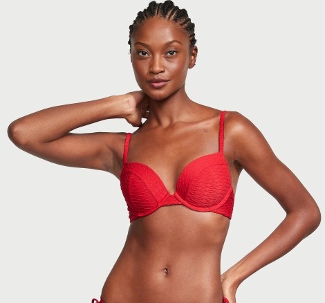 Раздельный купальник Victoria's Secret бюст Push-Up и плавки чики 1159815634 (Красный 40C/XL)