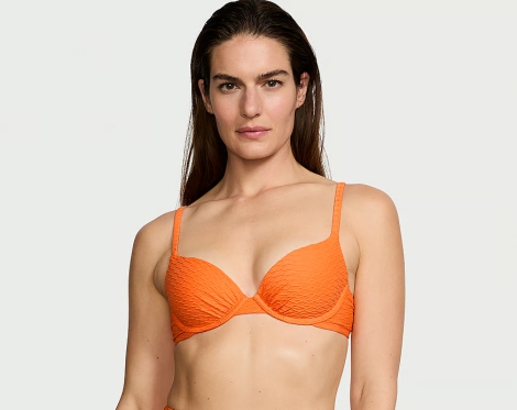 Раздельный купальник Victoria's Secret топ-бюст Push-Up и плавки чики 1159816554 (Оранжевый 32C/S)