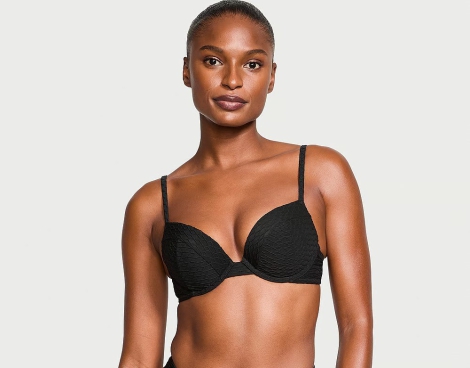 Раздельный купальник Victoria's Secret топ-бюст Push-Up и плавки чики 1159818722 (Черный 34C/M)