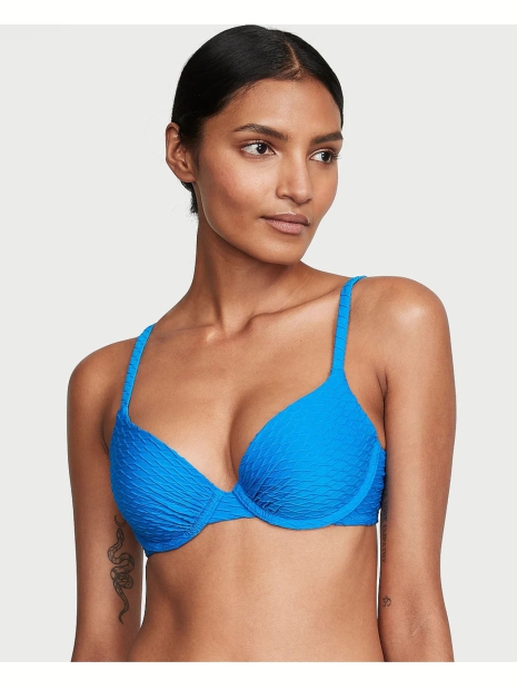 Раздельный купальник Victoria's Secret топ-бюст Push-Up и плавки бразильяна 1159826252 (Синий 38D/XL)