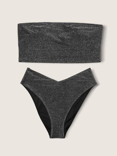 Раздельный купальник Victoria's Secret Pink бандо и плавки чики 1159836948 (Черный L)