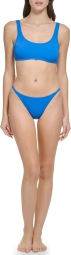 Роздільний купальник у рубчик Calvin Klein топ і плавки бікіні 1159799336 (Білий/синій, L)