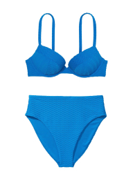 Раздельный купальник Victoria's Secret топ-бюст Push-Up и плавки чики высокие 1159830991 (Синий 34B/S)