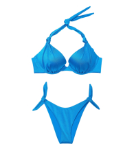 Раздельный купальник Victoria's Secret топ Push-Up и плавки бразильяны 1159832032 (Синий 32B/XS)