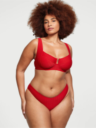Раздельный купальник Victoria's Secret топ и плавки бразильяна 1159833471 (Красный 32C/S)