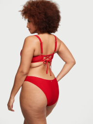 Раздельный купальник Victoria's Secret топ и плавки бразильяна 1159833471 (Красный 32C/S)