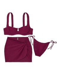 Раздельный купальник с юбкой Victoria's Secret топ и плавки чики 1159834265 (Бордовый 32A/XS)