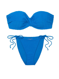 Раздельный купальник Victoria's Secret топ-бандо с Push-Up и плавки чики 1159836086 (Синий 38DD/XL)