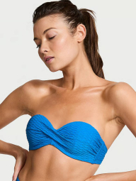 Раздельный купальник Victoria's Secret топ-бандо с Push-Up и плавки чики 1159836086 (Синий 38DD/XL)