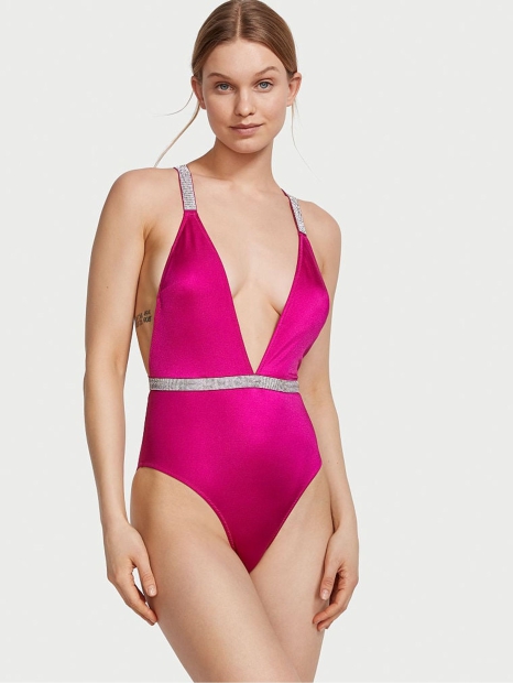 Сдельный купальник Victoria's Secret со стразами 1159818361 (Розовый XXL)